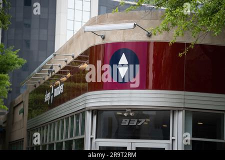 Silver Spring, USA. 28. Juni 2023. Eine allgemeine Ansicht eines Sleep Number-Logos auf einem Geschäft in Silver Spring, Maryland, am Mittwoch, den 28. Juni 2023. (Graeme Sloan/Sipa USA) Kredit: SIPA USA/Alamy Live News Stockfoto