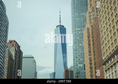 Blick auf 1 World Trade Center, Manhattan, New York Stockfoto