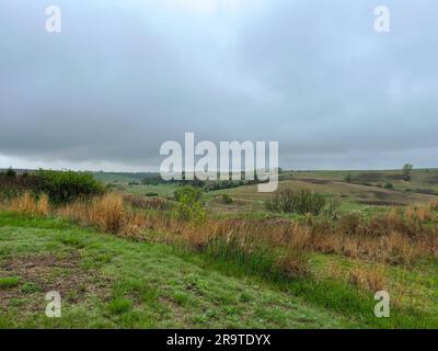 Blick auf die Landschaft rund um den Ashfall Fossil Beds State Historic Park in Royal, NE. Stockfoto