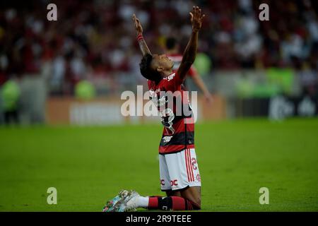 Rio De Janeiro, Brasilien. 28. Juni 2023. RJ - RIO DE JANEIRO - 06/28/2023 - LIBERTADORES 2023, FLAMENGO X AUCAS - Flamengo-Spieler Bruno Henrique feiert sein Tor bei einem Spiel gegen Aucas im Maracana-Stadion für die Libertadores-Meisterschaft 2023. Foto: Alexandre Loureiro/AGIF/Sipa USA Guthaben: SIPA USA/Alamy Live News Stockfoto