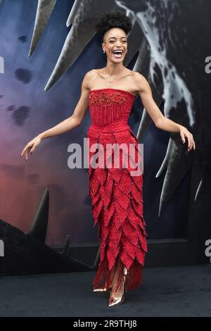 LONDON, VEREINIGTES KÖNIGREICH - 28. JUNI 2023: Cassie Clare nimmt am 28. Juni 2023 an der britischen Premiere von Netflix The Witcher Season 3 im Now Building in St Giles Square in London, Vereinigtes Königreich, Teil. (Foto: Wiktor Szymanowicz/NurPhoto) Stockfoto
