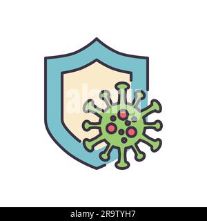 Vektorsymbol für Coronavirus-Schutz. Shield schützt vor Coronavirus. Coronavirus-Schutzschild. Isoliert auf weißem Hintergrund. Editierbar V Stock Vektor