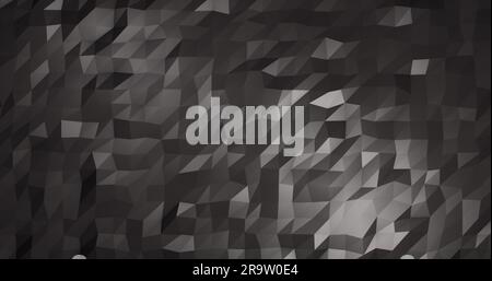 Abstrakter grauer Silberhintergrund mit niedrigem Polydreiecksgitter. Stockfoto