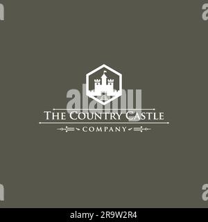 Country Castle Logo Vintage Stock Vektor