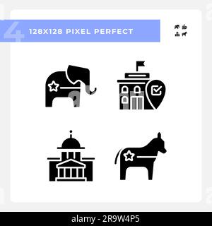 2D Pixel perfekter Satz von Symbolen im Stil der AbstimmungsGlyphen Stock Vektor