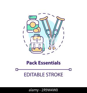 Symbol für das Konzept „Pack Essentials“ Stock Vektor