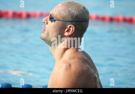 Florent Manaudou während der französischen Elite-Schwimmmeisterschaft am 15. Juni 2023 in Rennes, Frankreich - Photo Laurent Lairys / DPPI Stockfoto