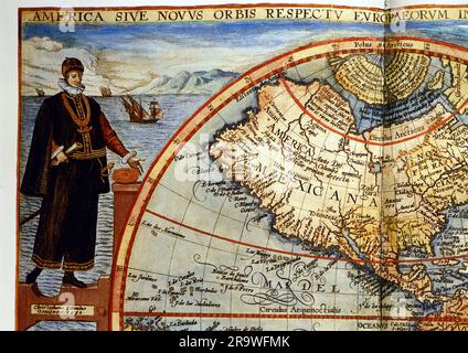 Columbus, Christopher, 1451 - 20,5.1506, italienischer Navigator und Entdecker, volle Länge, ZUSÄTZLICHE-RECHTE-FREIGABE-INFO-NICHT-VERFÜGBAR Stockfoto