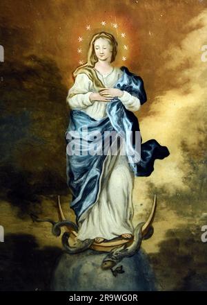 Religion, Christentum, Madonna/Maria mit Kind, Mary Immaculata, umgekehrte Malerei auf Glas, ZUSÄTZLICHE-RECHTE-FREIGABE-INFO-NICHT-VERFÜGBAR Stockfoto