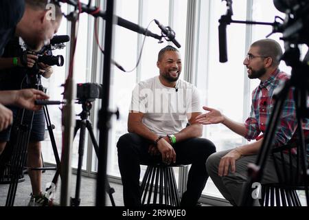 Joe Joyce während einer Pressekonferenz in den TalkSport Studios, London. Foto: Donnerstag, 29. Juni 2023. Stockfoto