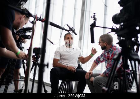 Joe Joyce während einer Pressekonferenz in den TalkSport Studios, London. Foto: Donnerstag, 29. Juni 2023. Stockfoto