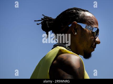 SPIELBERG - Österreich, 29/06/2023, Lewis Hamilton (Mercedes) während des Medientags vor dem Großen Preis Österreichs auf dem Roten Stierkampf am 29. Juni 2023 in Spielberg, Österreich. ANP SEM VAN DER WAL Stockfoto