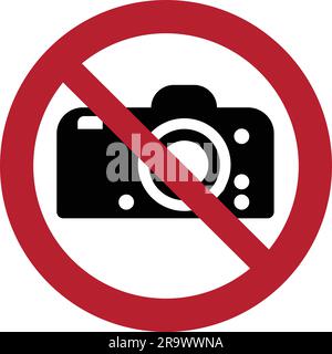 ISO 7010 P029 – Keine Fotografie. Keine Fotografie als Vektor. Schild: Fotografie verboten. Stock Vektor