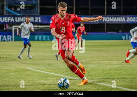 Cluj Napoca, Rumänien. 28. Juni 2023. Schweizer U21 Darianer während der dritten Qualifikationsrunde UEFA European under-21 Championship 2023 Fußballspiel Schweiz U21 gegen Frankreich U21 im CFR Cluj Stadium in Cluj Napoca, Rumänien, 28. Juni 2023 Kredit: Independent Photo Agency/Alamy Live News Stockfoto