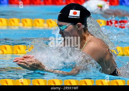 Reona Aoki aus Japan nimmt an den 50m Breaststroke Women Heats während des 59. Settecolli Swimming Meeting im stadio del Nuoto in Rom (Italien) Teil Stockfoto