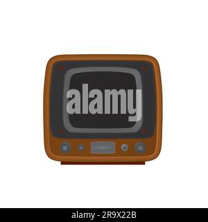 Retro polygonales orangefarbenes Vektorfernsehen, TV-Vektordarstellung. Vektor des quadratischen Fernsehers. Stock Vektor