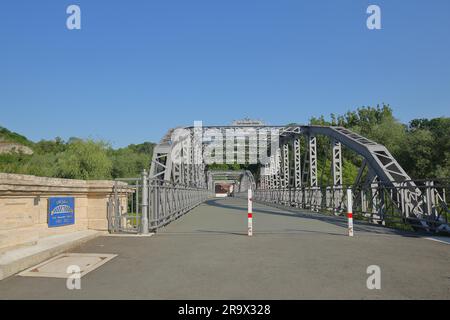 Carl-Alexander-Brücke 1892 über der Saale gebaut, Stahlträger, Stahlbau, Dorndorf, Dornburg-Camburg, Thüringen, Deutschland Stockfoto