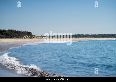 Im Frühling blickt ihr in einem Nationalpark am hawksnest australia auf die Meereslandschaft des Strandes Stockfoto