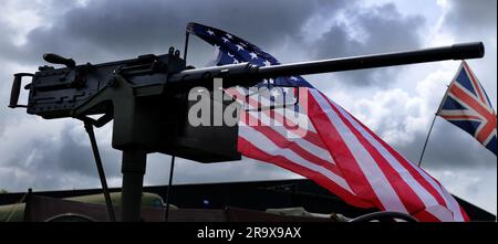 Das Maschinengewehr m2 oder das Maschinengewehr Browning .50 ist ein schweres Maschinengewehr, das gegen Ende des Ersten Weltkriegs von John Browning entwickelt wurde. Stockfoto