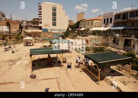 Stoa Poikile-Ausgrabungen in der Athener Agora Stockfoto