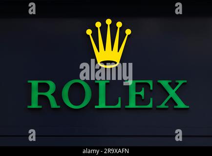 Rolex Brand Store, Logo, Einzelhandel, Dorotheen Quartier, DOQU, Einkaufszentrum, Stuttgart, Baden-Württemberg, Deutschland Stockfoto