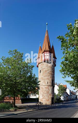 Duenzebacher Torturm, auch Gefängnisturm, erbaut im 16. Jahrhundert, Relikt der ehemaligen, turmreichen Stadtbefestigung Neustadt Stockfoto