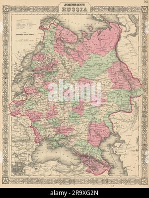 Johnson ist Russland in Europa. Ukraine Polen Baltische Staaten Finnland Kaukasus 1866 Karte Stockfoto