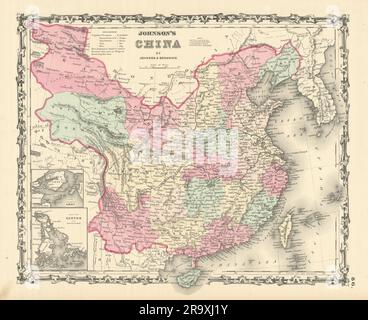 Johnsons Porzellan. Hafen Von Amoy Xiamen. Canton Hong Kong Macao 1861 alte Karte Stockfoto