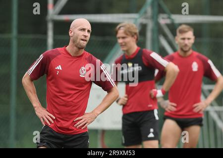 Angleur, Belgien. 29. Juni 2023. Gilles Dewaele von Standard wurde am Donnerstag, den 29. Juni 2023 in Angleur, Lüttich, während eines Trainings der belgischen Fußballmannschaft Standard de Lüttich in der ersten Lüttich gezeigt, um sich auf die kommende Saison 2023-2024 vorzubereiten. BELGA FOTO BRUNO FAHY Kredit: Belga News Agency/Alamy Live News Stockfoto