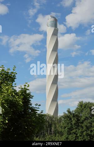 TK Elevator Test Tower by thyssenkrupp 246m Built 2017 in Rottweil, Neckar Valley, Baden-Württemberg, Deutschland Stockfoto