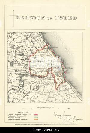 Berwick-upon-Tweed, Northumbs. JAMES, ICH BIN'S Karte der parlamentarischen Grenzkommission 1868 Stockfoto
