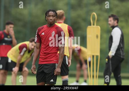 Angleur, Belgien. 29. Juni 2023. Romain Mundle von Standard wurde am Donnerstag, den 29. Juni 2023 in Angleur, Lüttich, während eines Trainings der belgischen Fußballmannschaft Standard de Lüttich in der ersten Lüttich gezeigt, um sich auf die kommende Saison 2023-2024 vorzubereiten. BELGA FOTO BRUNO FAHY Kredit: Belga News Agency/Alamy Live News Stockfoto