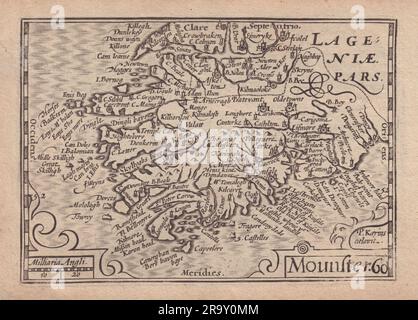 Mounster von van den Keere. „Speed Miniature“ Munster, Irland 1632 alte Karte Stockfoto