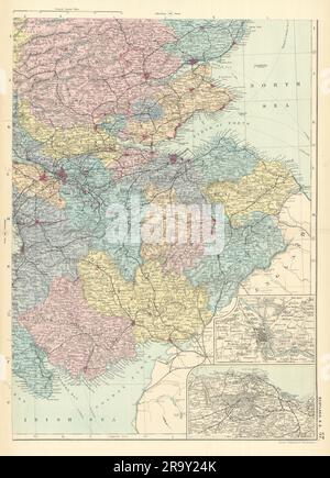 SCHOTTLAND (Südosten) Edinburgh Glasgow Perth Fife GW BACON 1891 alte Karte Stockfoto