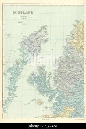 SCHOTTLAND (Nordwesten) Hebriden Skye Uist Harris Lewis GW BACON 1891 alte Karte Stockfoto