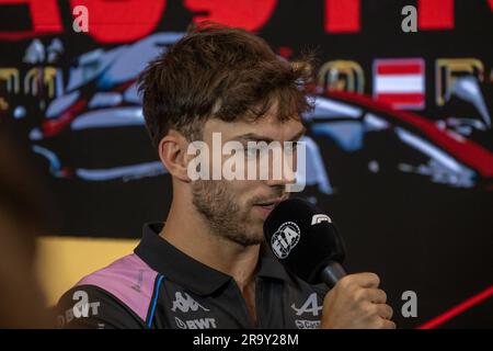 Spielberg, Österreich. 29. Juni 2023. Red Bull Ring Circuit, Spielberg, Österreich, 29. Juni 2023, Nr. 10 Pierre Gasly FRA BWT Alpine F1 Team bei FORMEL 1 ROLEX GROSSER PREIS VON ÖSTERREICH 2023 - Pressekonferenz - Formel 1 Championship Credit: Live Media Publishing Group/Alamy Live News Stockfoto