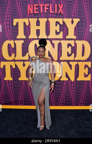 Teyonah Parris bei der Premiere des Netflix Films 'Them Cloned Tyrone / sie hat Tyrone geklont' im Hollywood Legion Theater. Los Angeles, 27.06.2023 Stockfoto