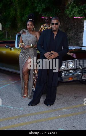 Teyonah Parris und John Boyega bei der Premiere des Netflix Films „Them Cloned Tyrone / sie hat Tyrone geklont“ im Hollywood Legion Theater. Los Angeles, 27.06.2023 Stockfoto