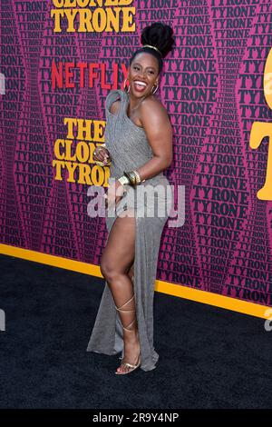 Teyonah Parris bei der Premiere des Netflix Films 'Them Cloned Tyrone / sie hat Tyrone geklont' im Hollywood Legion Theater. Los Angeles, 27.06.2023 Stockfoto