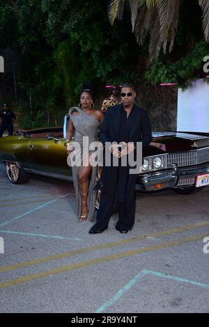 Teyonah Parris und John Boyega bei der Premiere des Netflix Films „Them Cloned Tyrone / sie hat Tyrone geklont“ im Hollywood Legion Theater. Los Angeles, 27.06.2023 Stockfoto