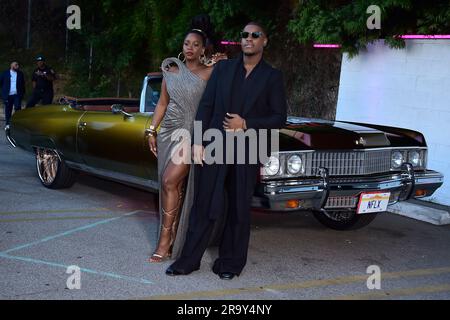 Teyonah Parris und John Boyega bei der Premiere des Netflix Films „Them Cloned Tyrone / sie hat Tyrone geklont“ im Hollywood Legion Theater. Los Angeles, 27.06.2023 Stockfoto