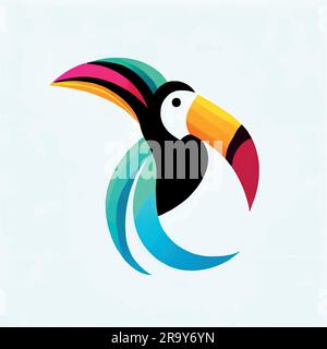 toucan-Logo in leuchtenden Farben auf weißer Leinwand Stock Vektor