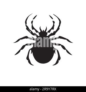 Abbildung Spider-Silhouette in schwarzer Farbe auf einer weißen Leinwand Stock Vektor