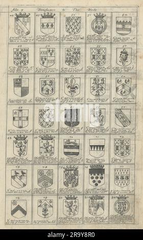 Familienwappen von Wohltätern für Blomes Britannien. Folio 3 #48-82 1673 Stockfoto