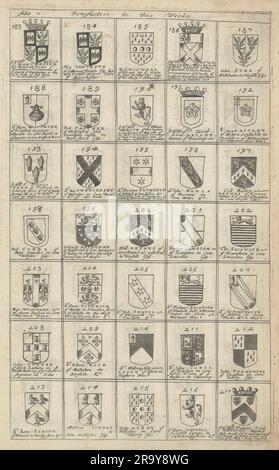 Familienwappen von Wohltätern für Blomes Britannien. Folio 7 #183-217 1673 Stockfoto