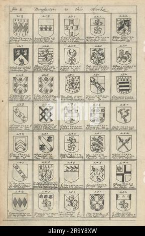 Familienwappen von Wohltätern für Blomes Britannien. Folio 8 #218-252 1673 Stockfoto