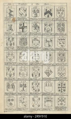 Familienwappen von Wohltätern für Blomes Britannien. Folio 16 #498-532 1673 Stockfoto