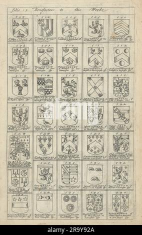 Familienwappen von Wohltätern für Blomes Britannien. Folio 19 #603-637 1673 Stockfoto