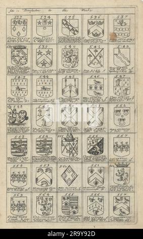 Familienwappen von Wohltätern für Blomes Britannien. Folio 17 #533-567 1673 Stockfoto