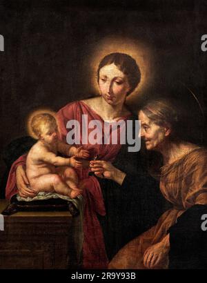 Madonna col Bambino e S. Anna con un cardellino in mano - olio su tela - pittore siciliano del XVIII secolo - Cefalù (Pa) Museo Mandralisca Stockfoto